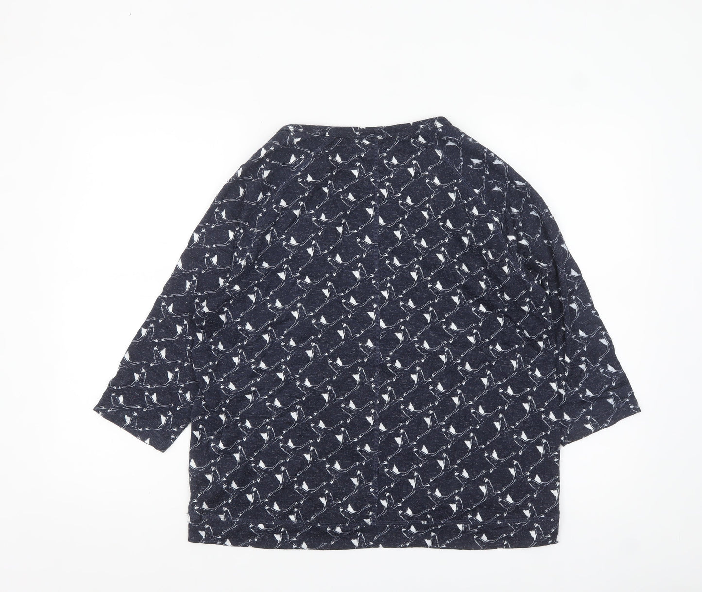 Marks and Spencer Womens Blue Animal Print 3/4 Sleeve Jersey T-Shirt Size 14