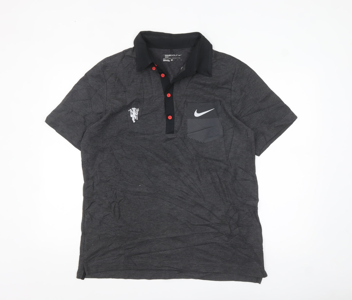 Nike Golf Dri-FIT Grey Men's L Polo Shirt Short Sleeve Logo