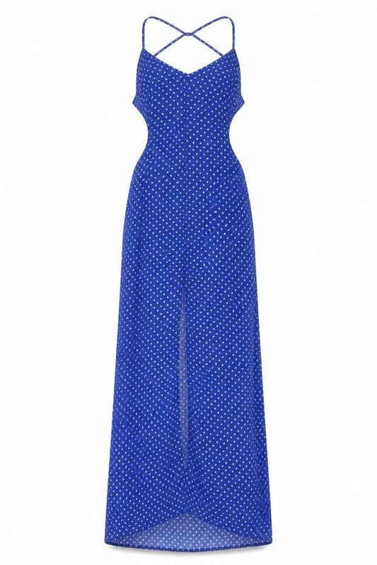 Nasty Gal Women's Blue Polka Dot Cut Out Slip Dress Size S