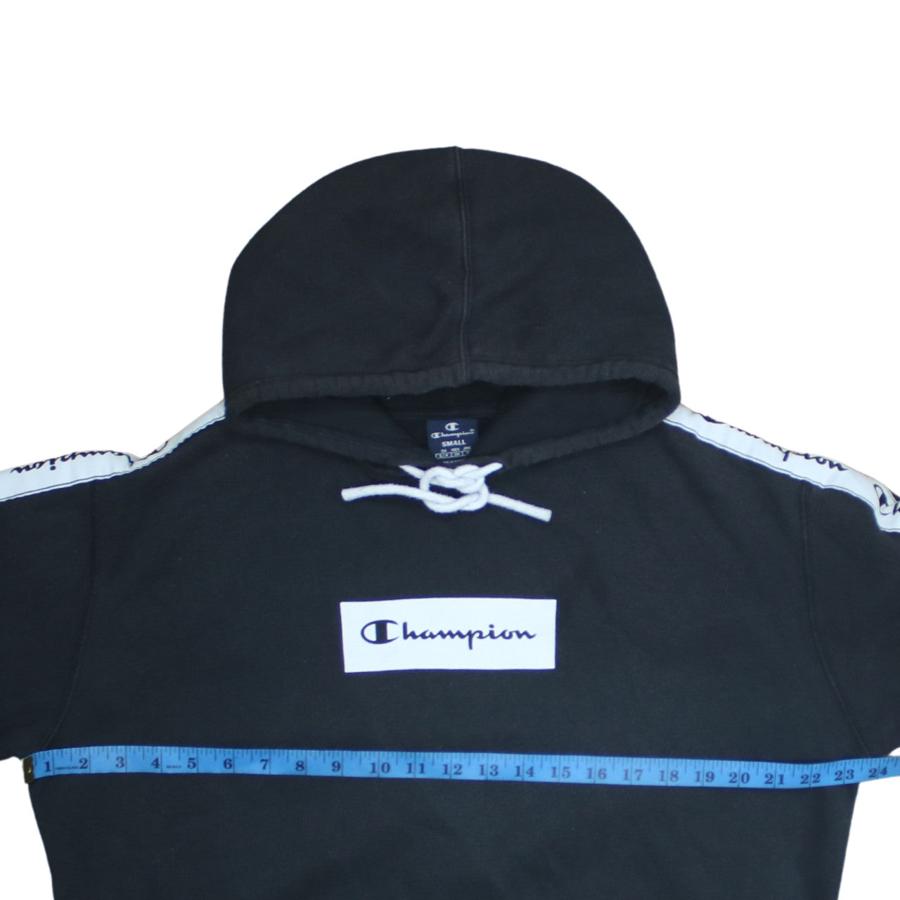 Champion Men's Black Small Pullover Hoodie with Logo Sleeves