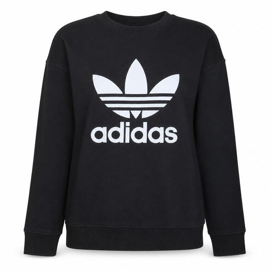 Adidas Womens Black Crew Neck Pullover Sweatshirt Size XL