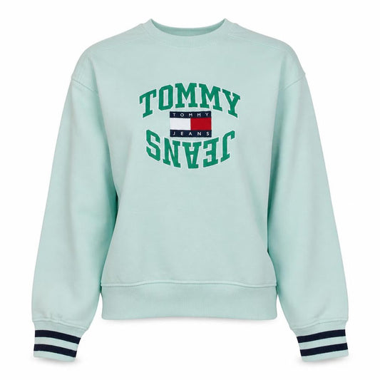 Tommy Jeans Womens Mint Green Small Pullover Sweatshirt Crew Neck Cotton