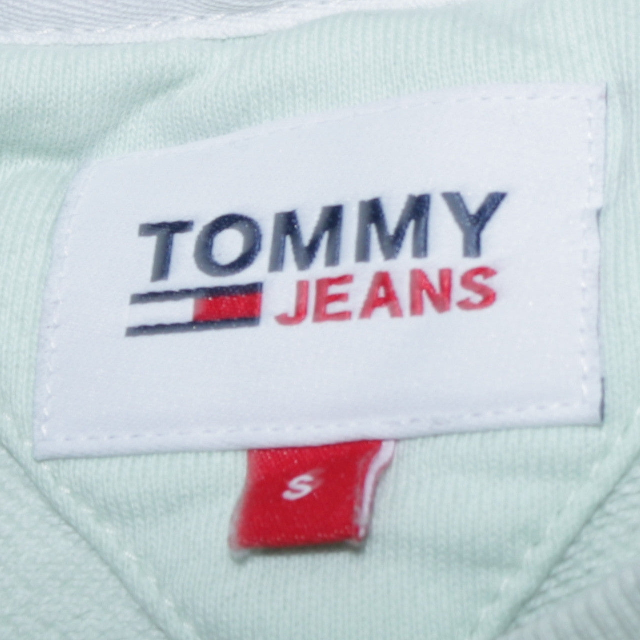 Tommy Jeans Womens Mint Green Small Pullover Sweatshirt Crew Neck Cotton