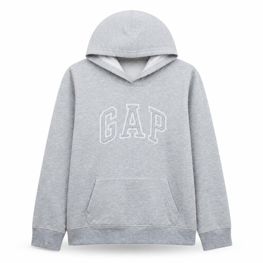 Gap Women Grey Pullover Hoodie L Logo Cotton Blend Casual