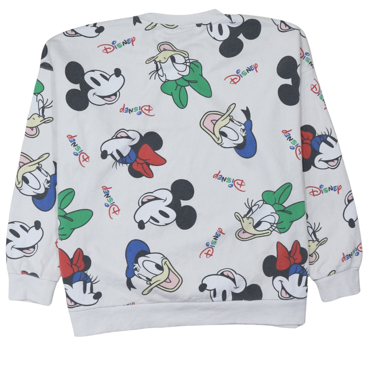 Disney Women White Multicoloured XL Pullover Sweatshirt with Mickey & Friends Print
