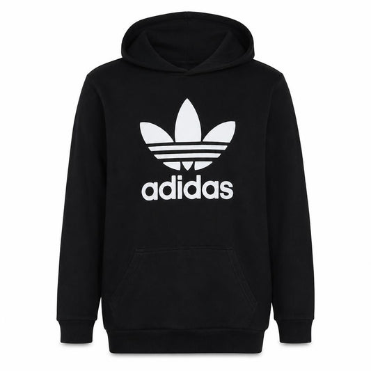 Adidas Men's Black XL Pullover Hoodie with Trefoil Logo
