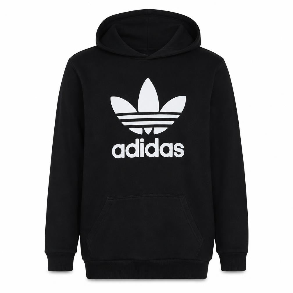 Adidas Men's Black XL Pullover Hoodie with Trefoil Logo