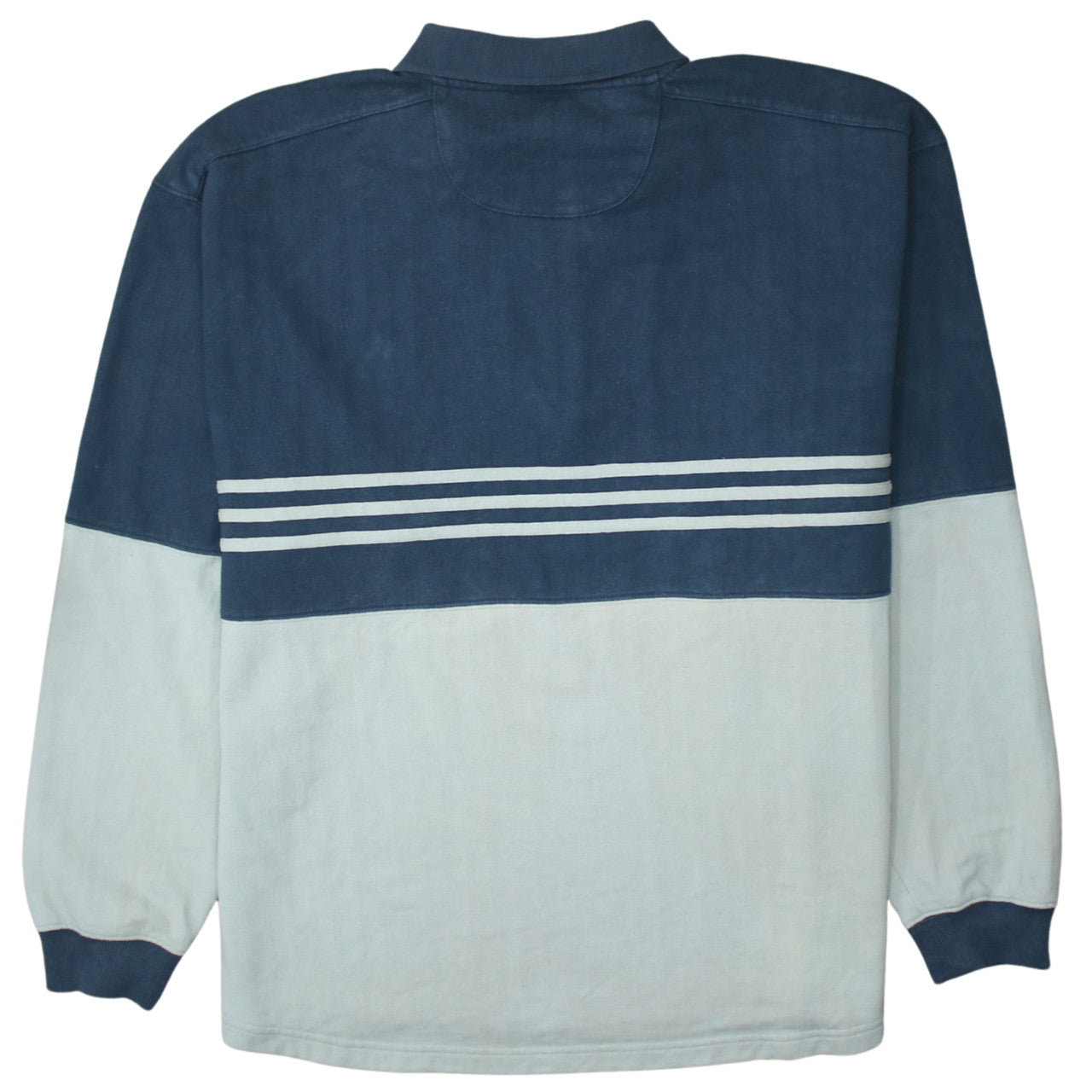 Adidas Men’s Blue Striped 1/4 Zip Collared Sweatshirt Size L