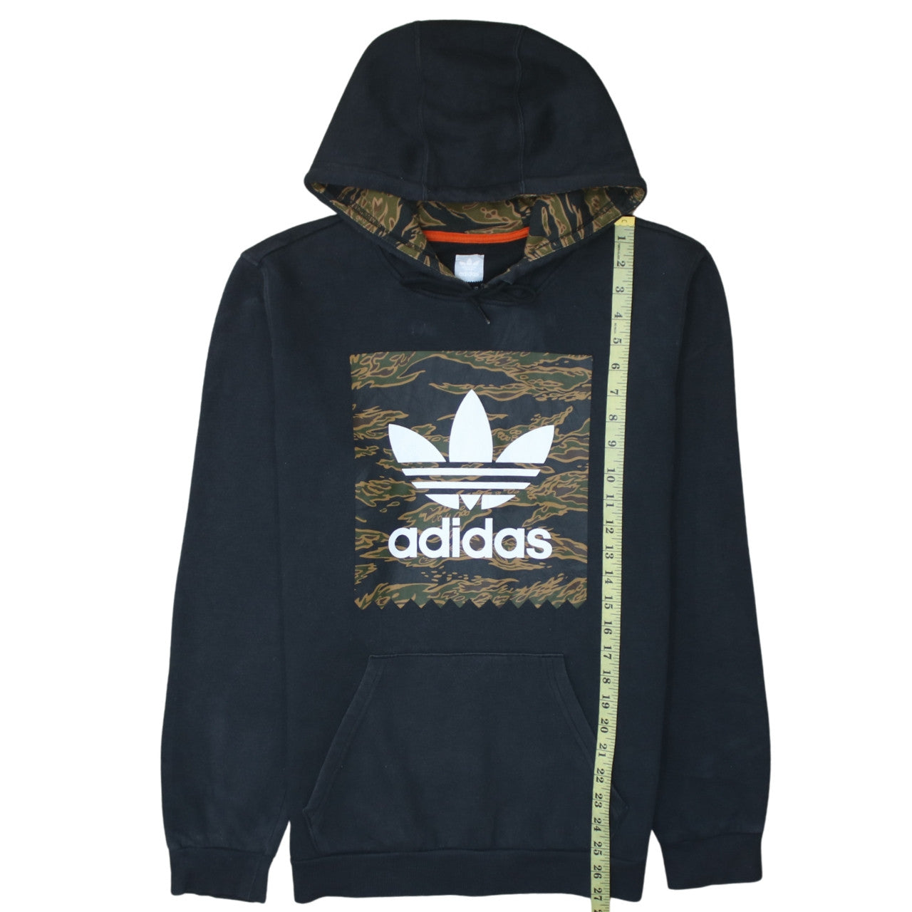 adidas Men’s Black Pullover Hoodie Small Camouflage Logo Fleece