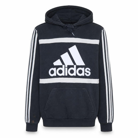 Adidas Men's Black XS Pullover Graphic Hoodie with Logo Stripes