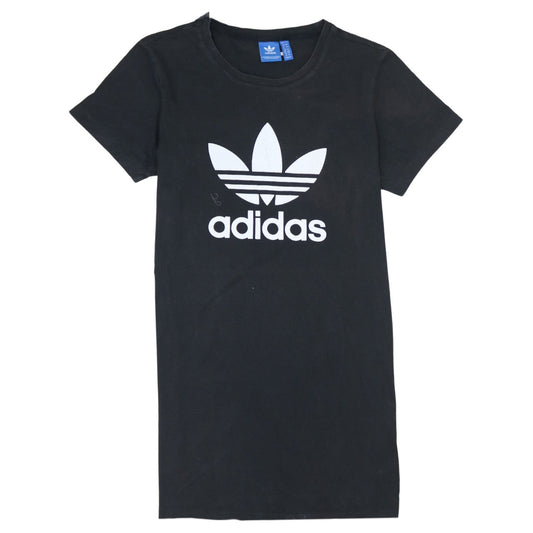 Adidas Womens Black T-Shirt Small Logo Crew Neck Short Sleeve