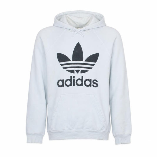 Adidas Men’s White Pullover Hoodie Small Logo Graphic Fleece