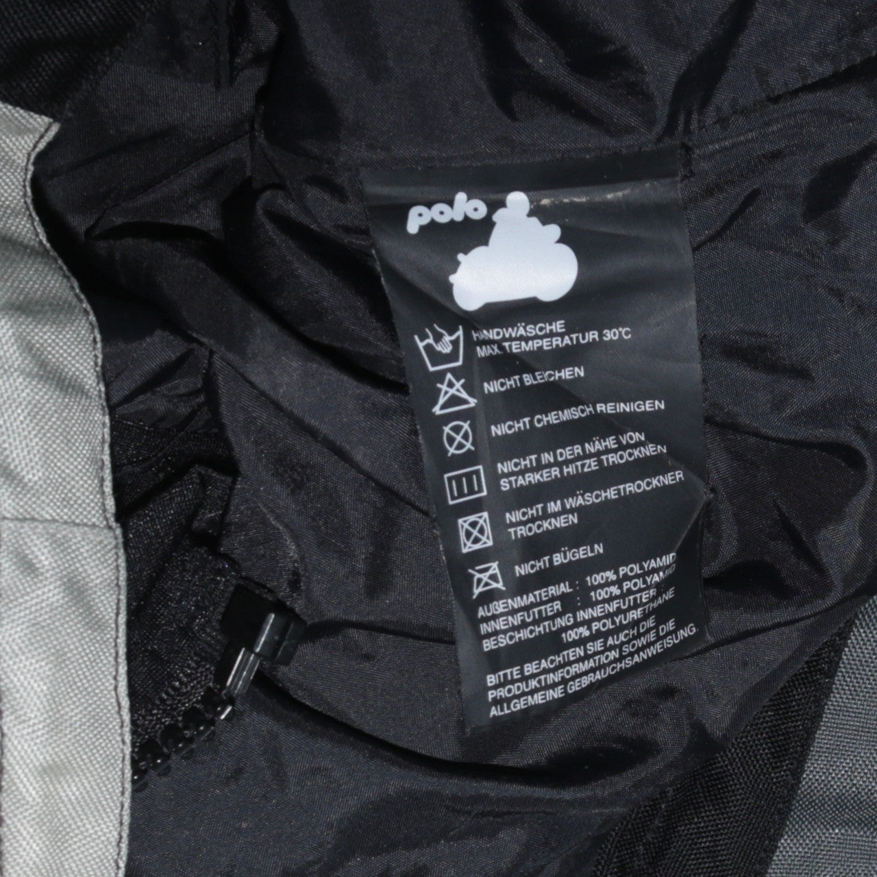 Polo Men's Black Motorcycle Jacket M Waterproof Belted Polyamide