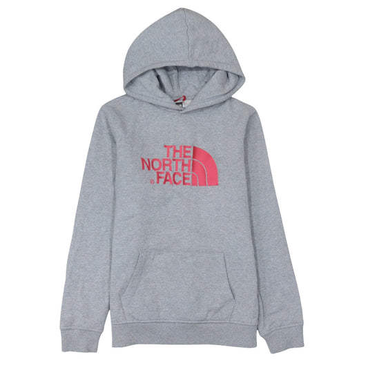 The North Face Girls Grey XL Pullover Hoodie with Pink Logo