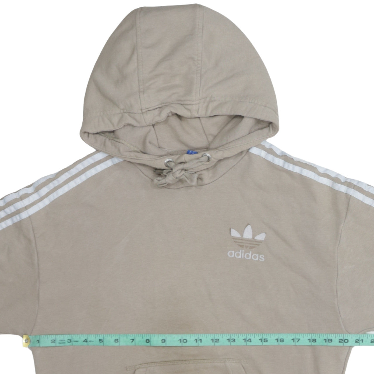 Adidas Women Beige Hooded Pullover Hoodie Size XS Classic Trefoil