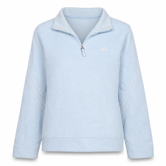 Adidas Women's Light Blue 1/2 Zip Pullover Sweatshirt UK 10