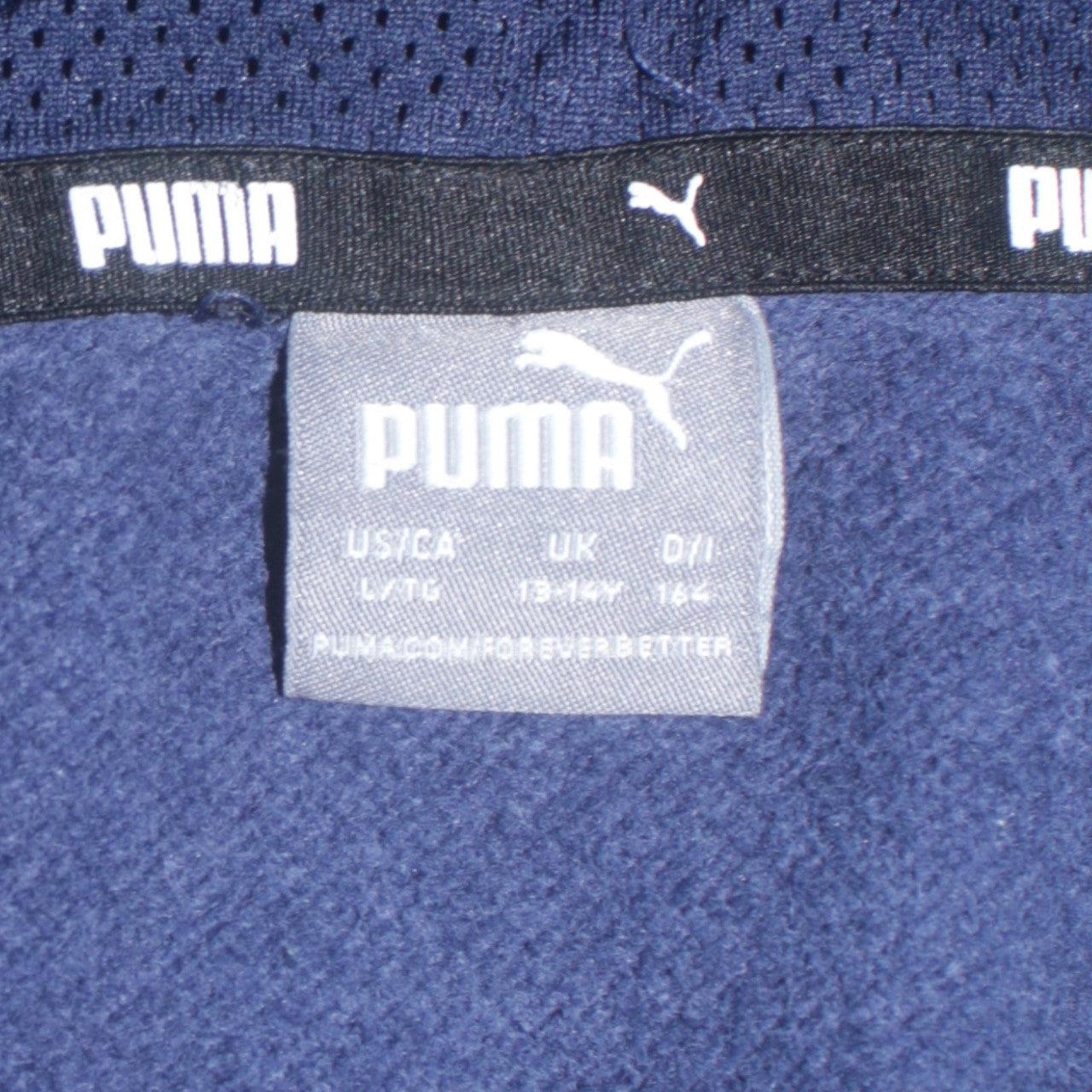 Puma Teens Blue Pullover Hoodie L Logo Fleece Sweatshirt