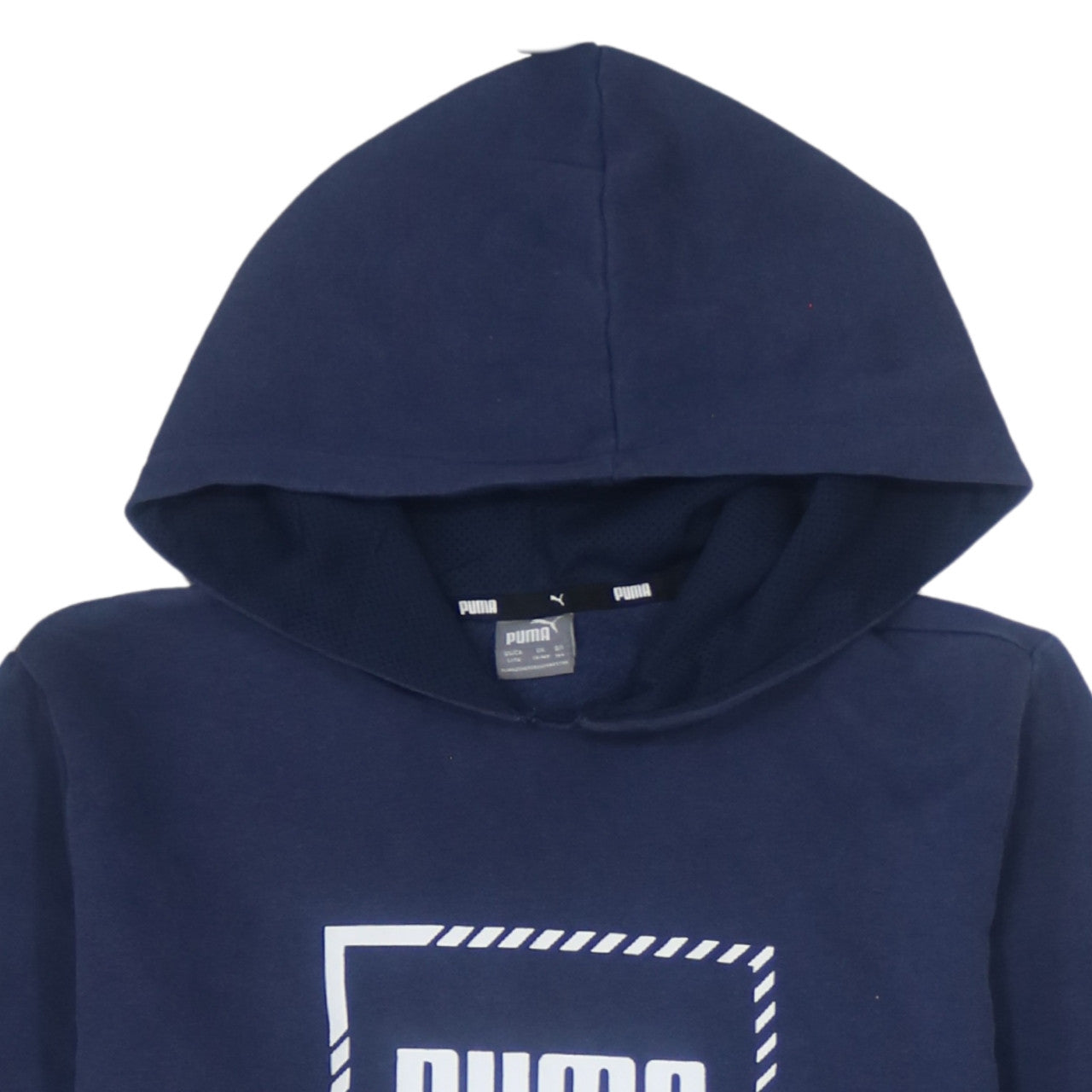 Puma Teens Blue Pullover Hoodie L Logo Fleece Sweatshirt
