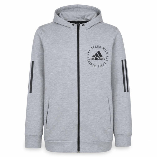 Adidas Men's Grey Full Zip Hoodie S Sportswear