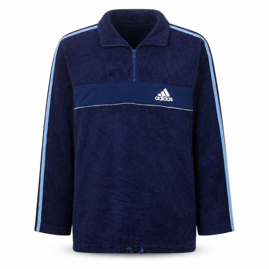 Adidas Men's Blue Fleece 1/4 Zip Track Jacket Size L