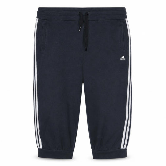 Front view of Adidas Women Black L Athletic Shorts with White Stripes
