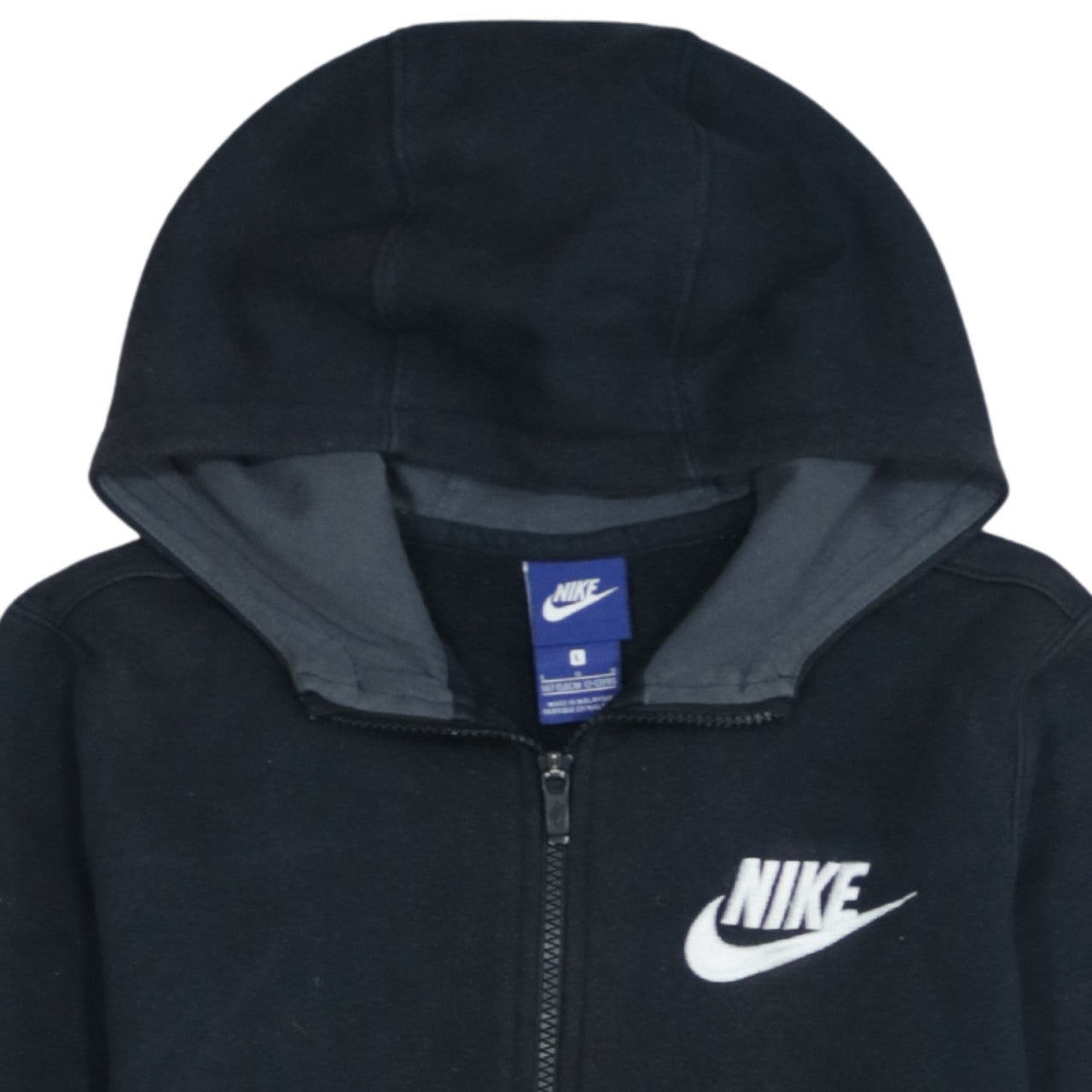 Nike Boys Black Full Zip Hoodie Sweatshirt Size 12-13 Years L