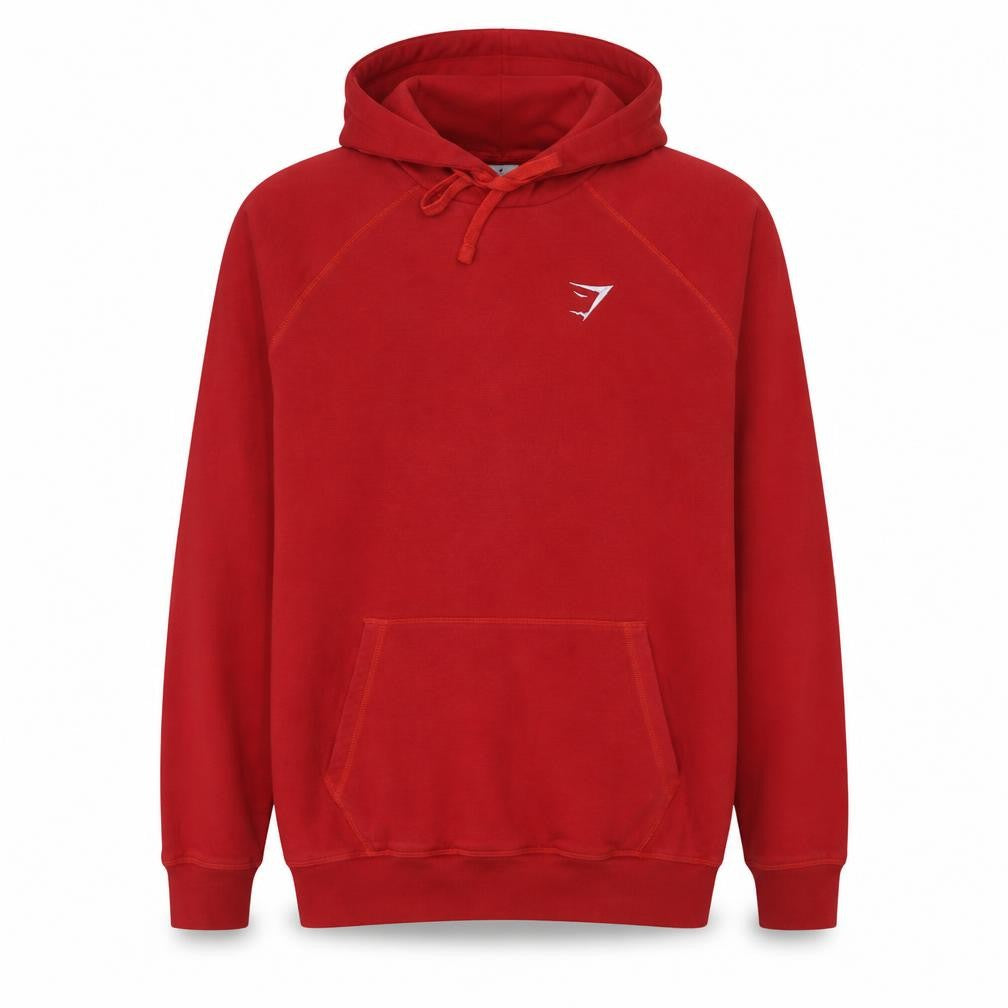 Gymshark Mens Red Pullover Hoodie Size M Regular Fit Sportswear