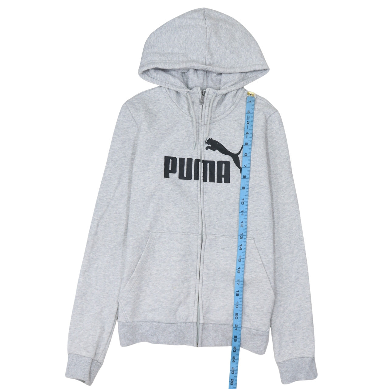 Puma Womens Grey Full Zip Hoodie Size 10 Logo Hooded Sweatshirt