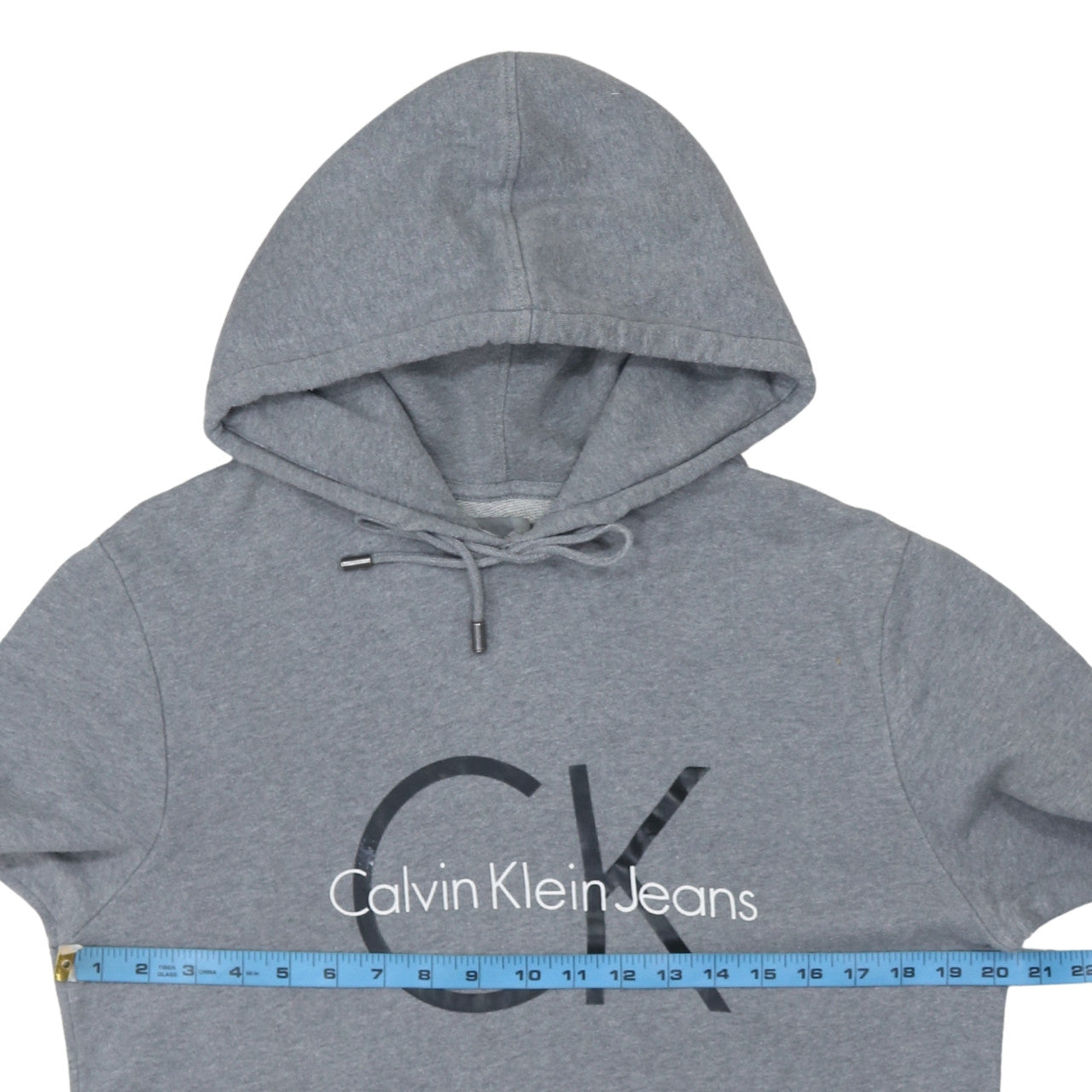 Calvin Klein Jeans Men's Grey Pullover Hoodie M Logo Cotton Blend