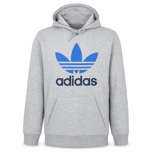 Adidas Men's Grey Pullover Hoodie M Regular Fit Sports Fleece