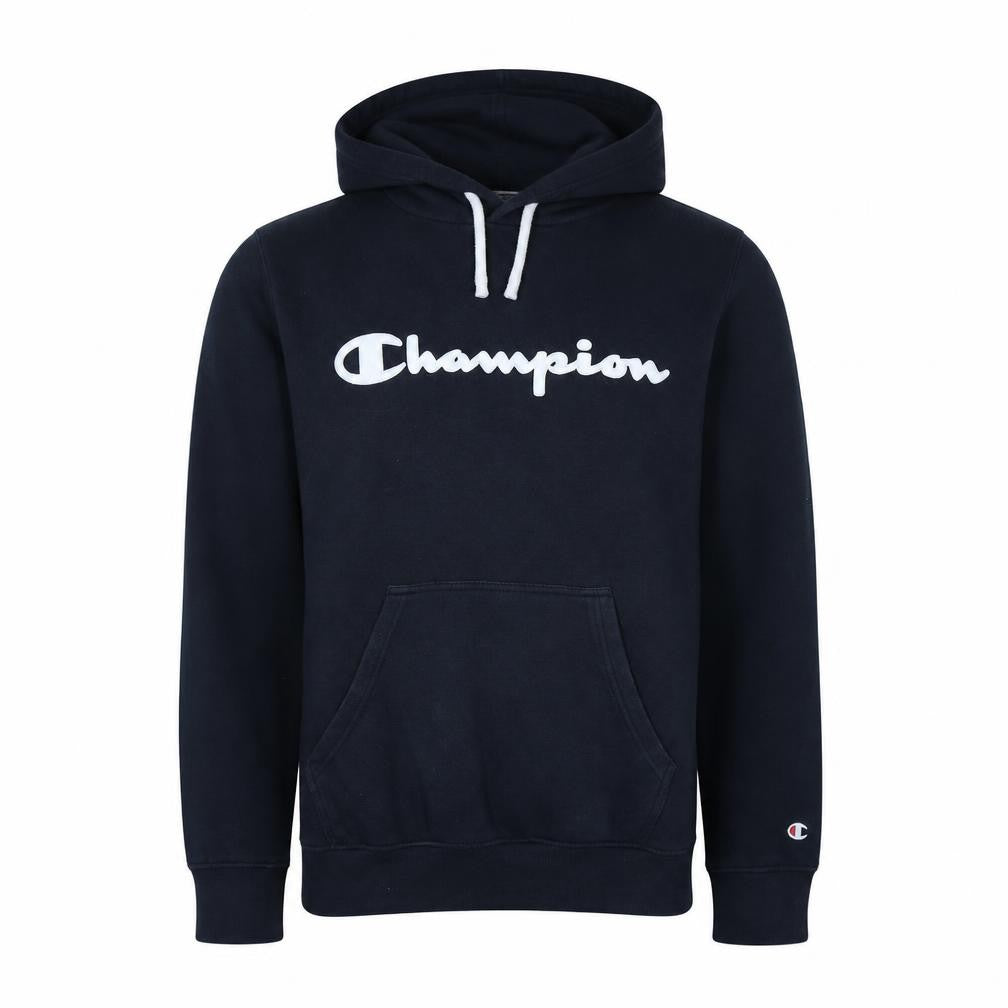 Champion Men's Blue Pullover Hoodie Medium Logo Fleece Sweatshirt