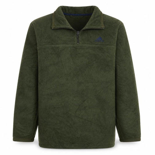 Adidas Men's Green Fleece 1/4 Zip Pullover Sweatshirt M