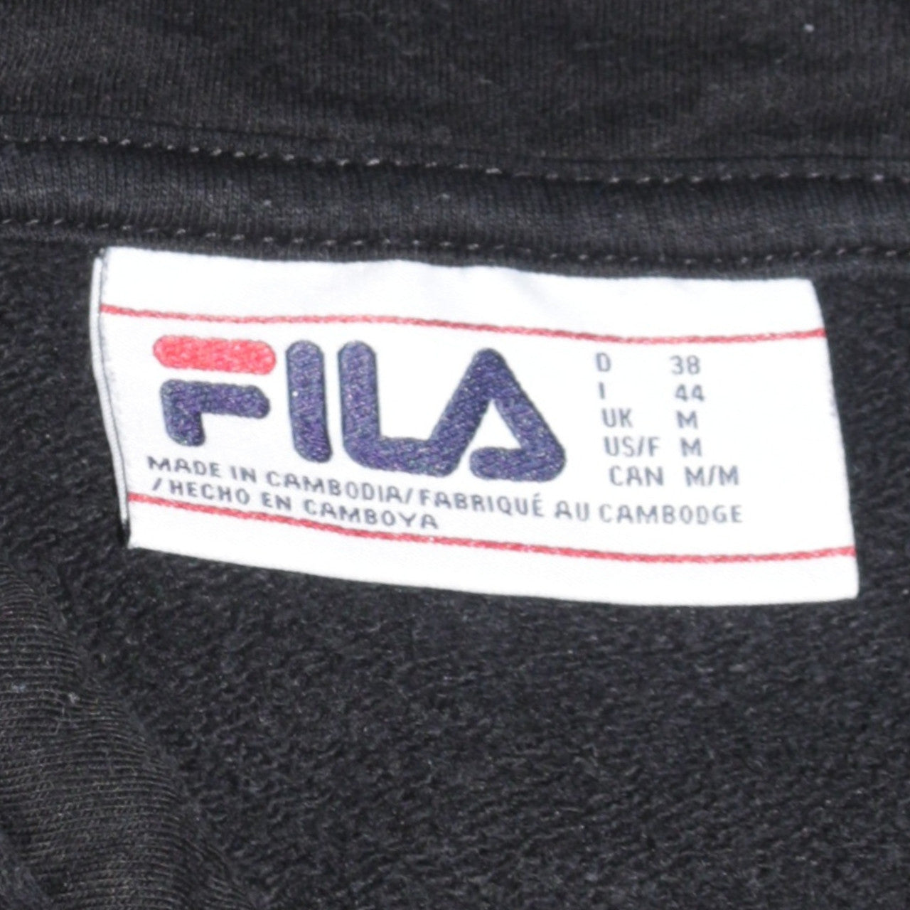 Fila Women Black Pullover Hoodie Medium Cotton Blend Casual