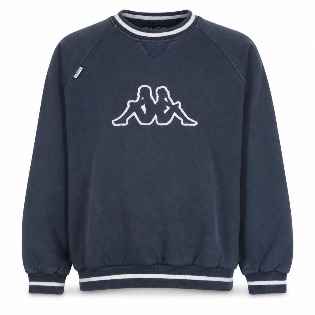 Kappa Men Blue Logo Pullover Sweatshirt Small Crew Neck