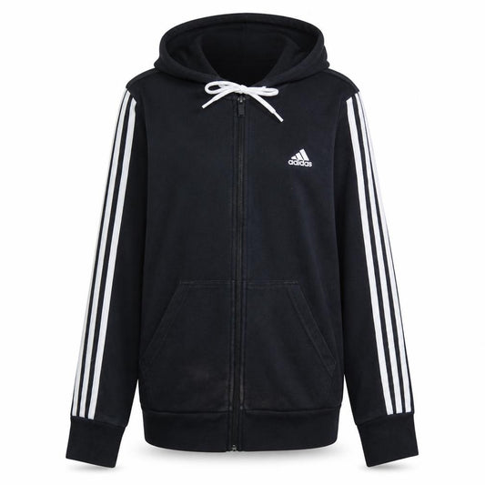 Adidas Women Black Full Zip Hoodie Medium UK 12-14 Cotton Blend