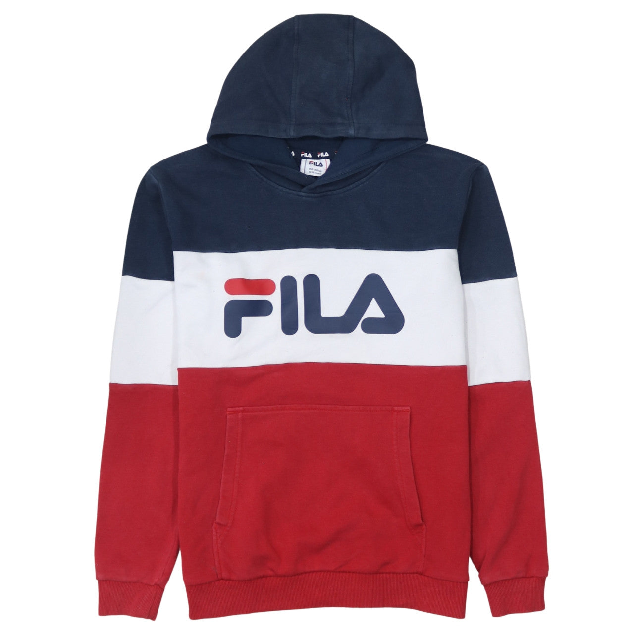 Fila Boys Red White Blue Pullover Hoodie 13-14 Years Cotton Blend Colourblock