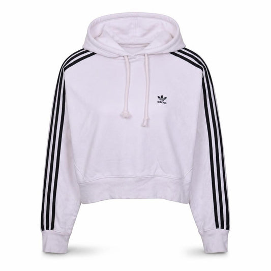 Adidas Women’s White Hoodie XS Cotton Blend 3-Stripes Pullover