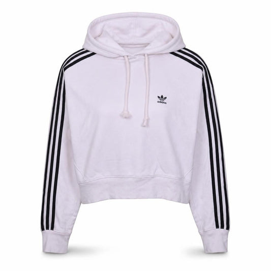Adidas Women’s White Hoodie XS Cotton Blend 3-Stripes Pullover