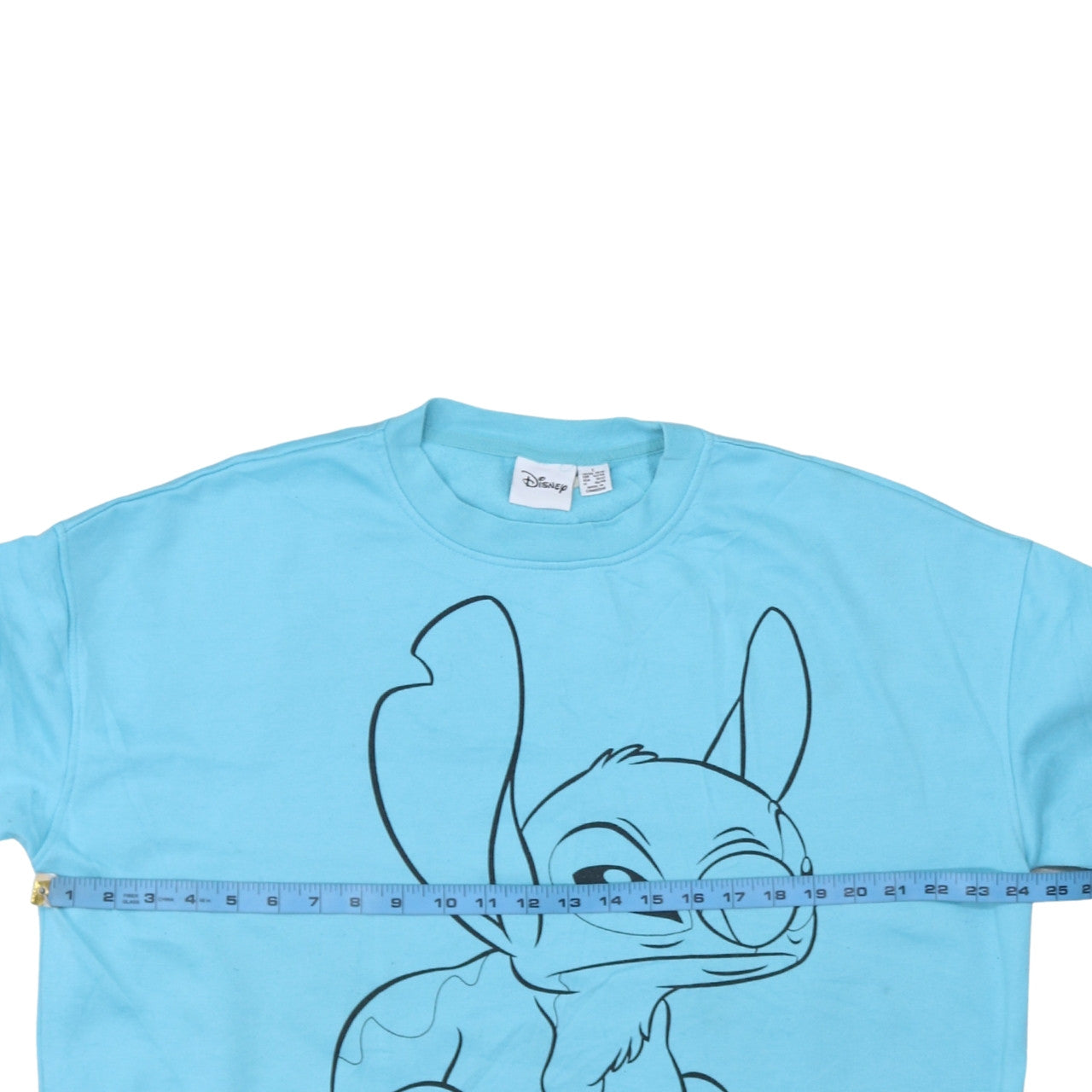 Disney Women Blue Stitch Sweatshirt L Crew Neck Pullover