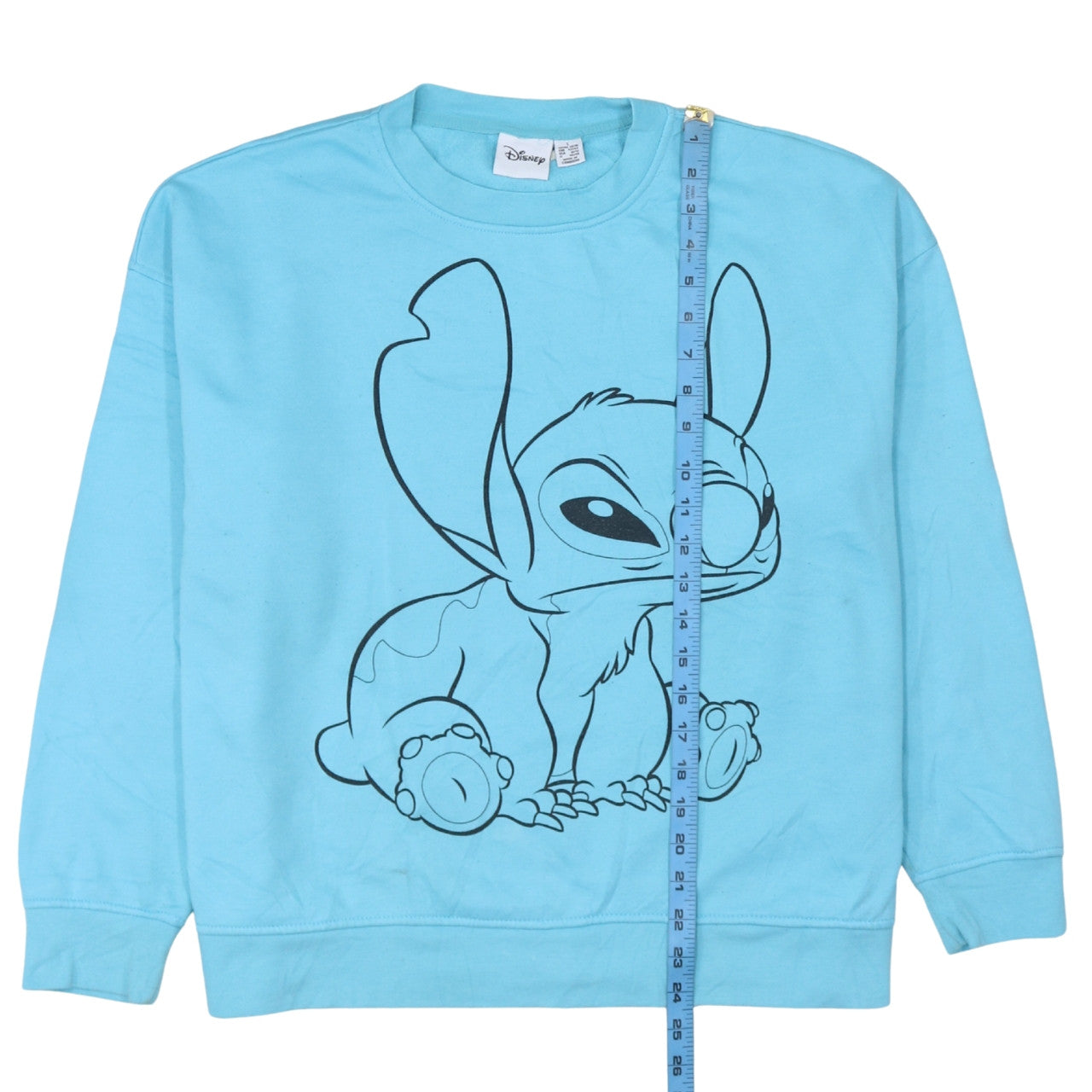 Disney Women Blue Stitch Sweatshirt L Crew Neck Pullover