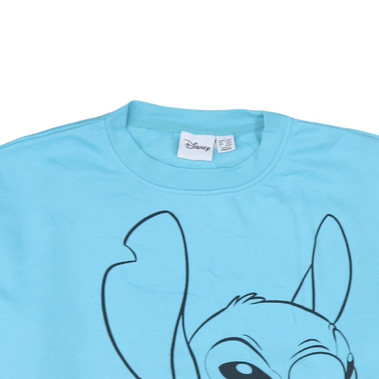 Disney Women Blue Stitch Sweatshirt L Crew Neck Pullover