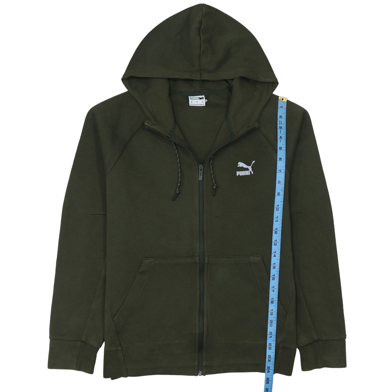Puma Men's Green Full Zip Hoodie Size M Sports Casual