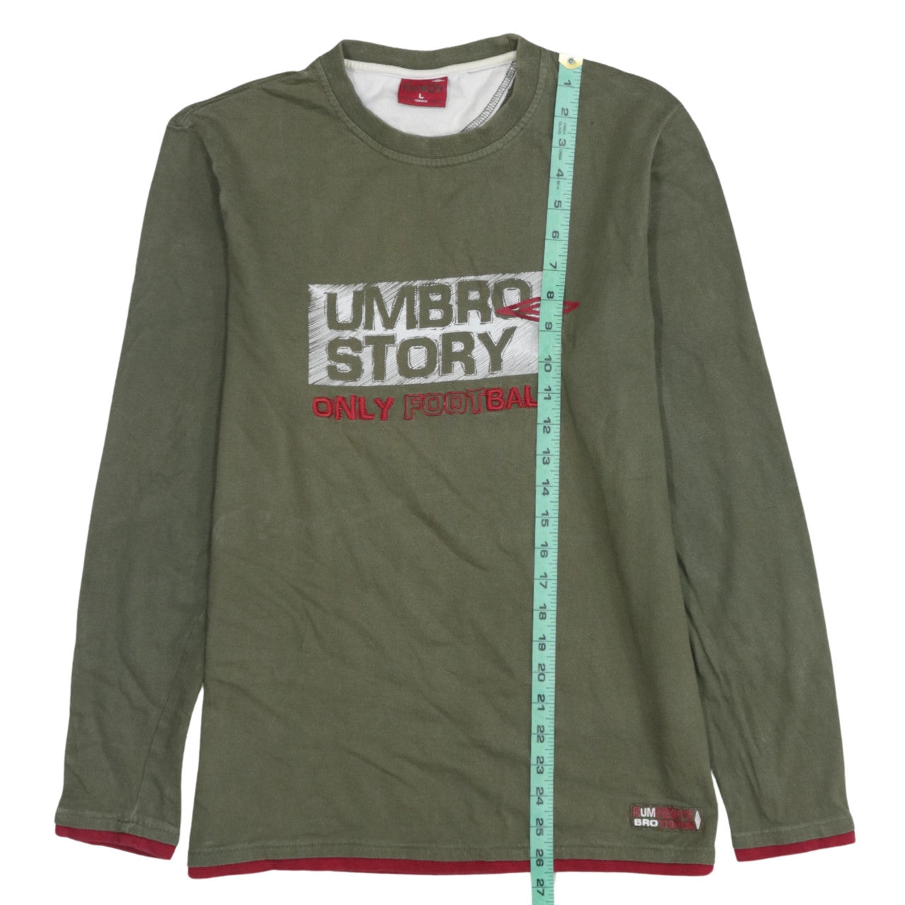 Umbro Men's Green Long Sleeve Football Graphic Shirt Size L
