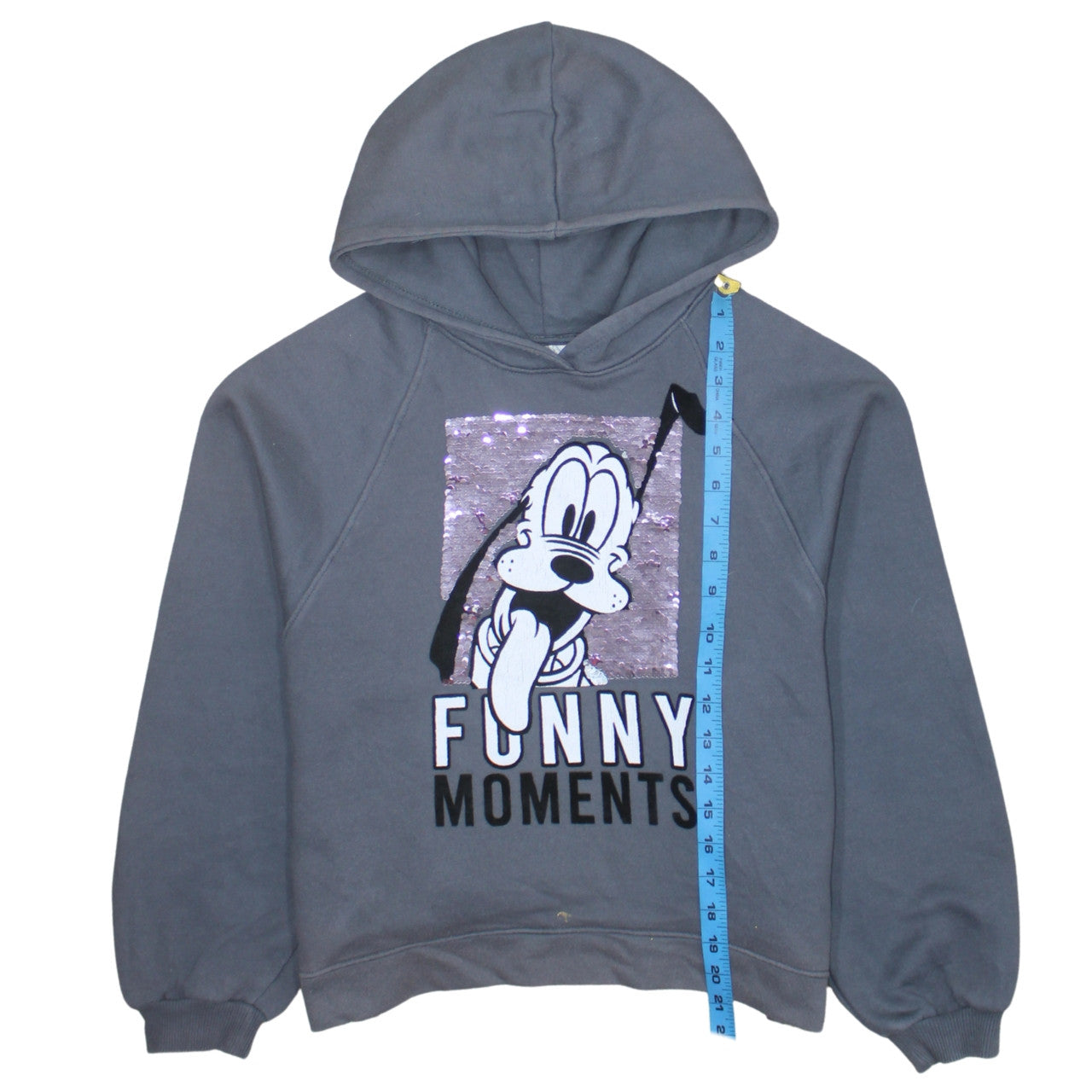 Zara Girls Grey Disney Hoodie 13-14 Years Pullover Sequin Funny Moments