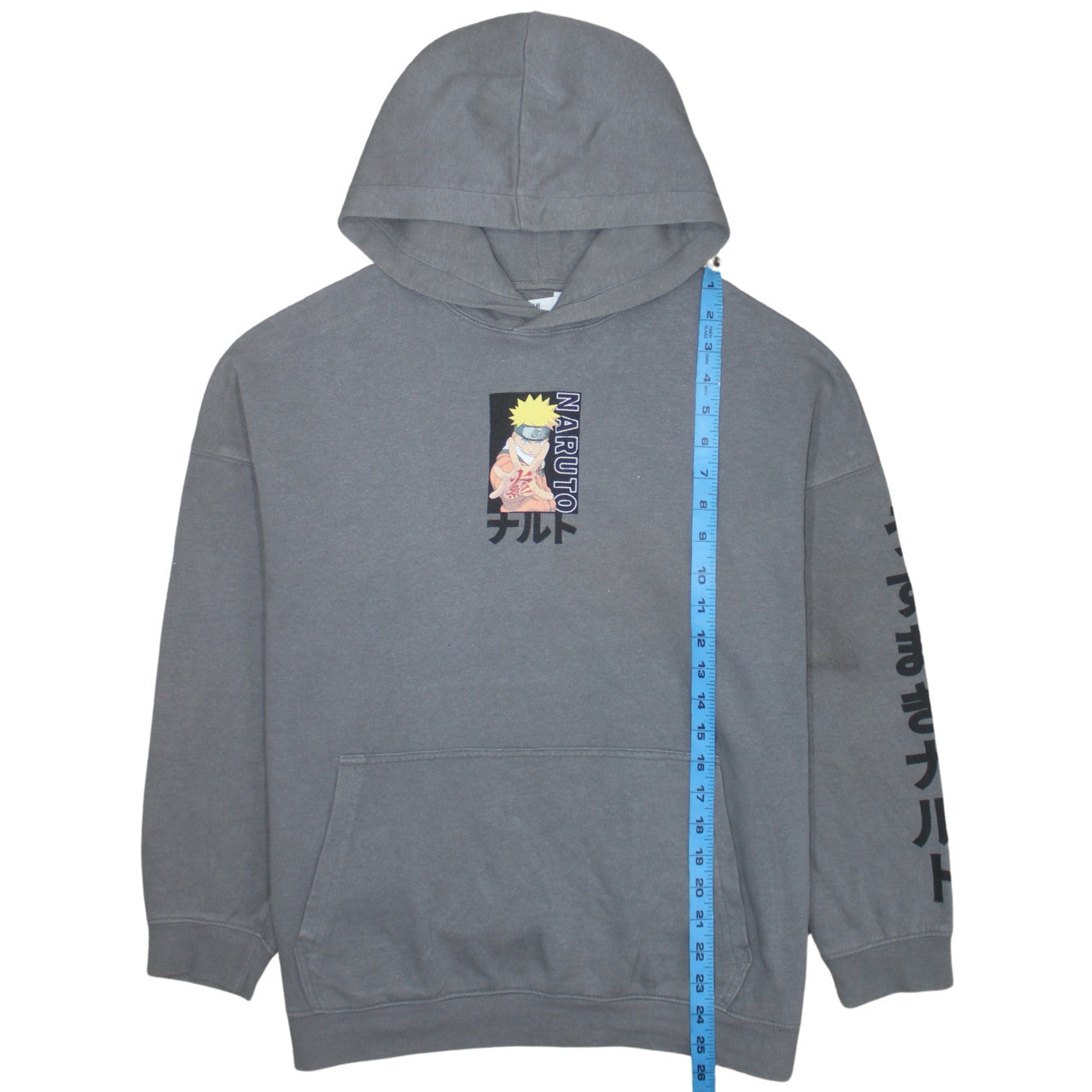 H&M Boys Grey Naruto Anime Pullover Hoodie 11-12 Years Graphic Fleece