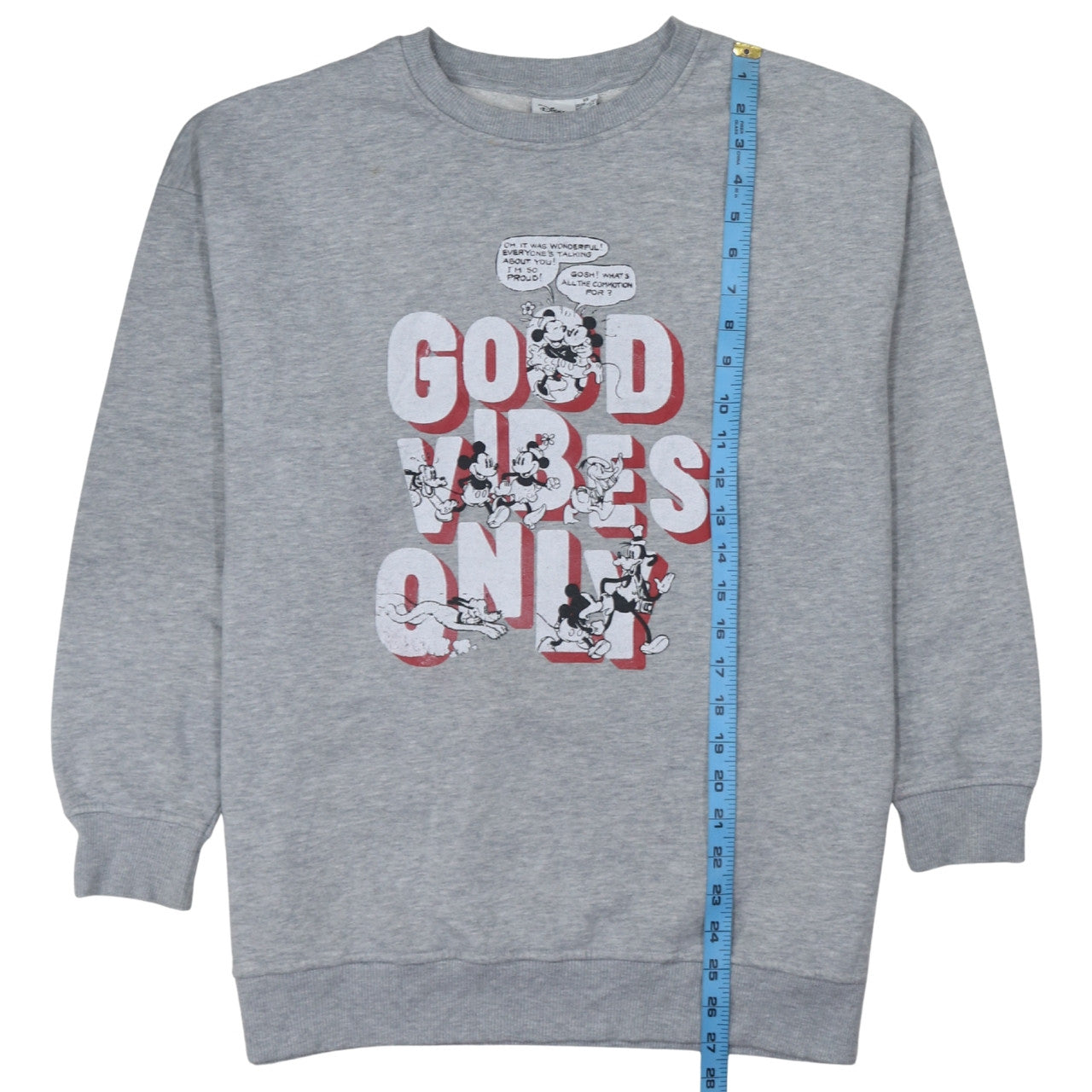 Disney Primark Womens Grey XS Sweatshirt Mickey Mouse Good Vibes Only
