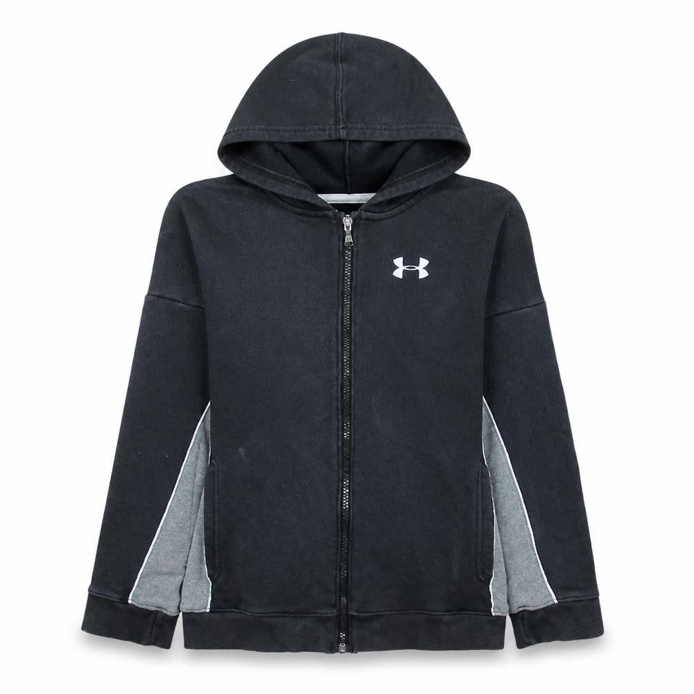 Under Armour Boys Black Full Zip Hoodie Size 10 Years Fleece ColdGear