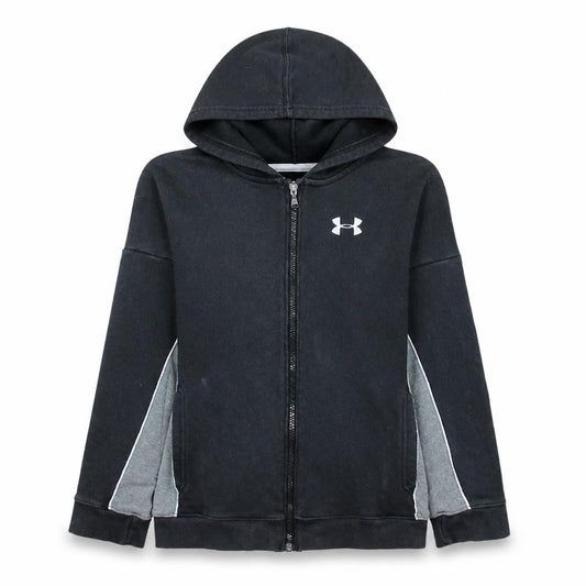 Under Armour Boys Black Full Zip Hoodie Size 10 Years Fleece ColdGear