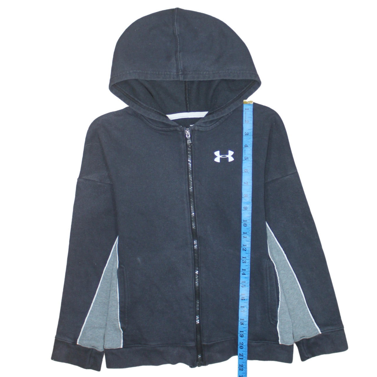 Under Armour Boys Black Full Zip Hoodie Size 10 Years Fleece ColdGear