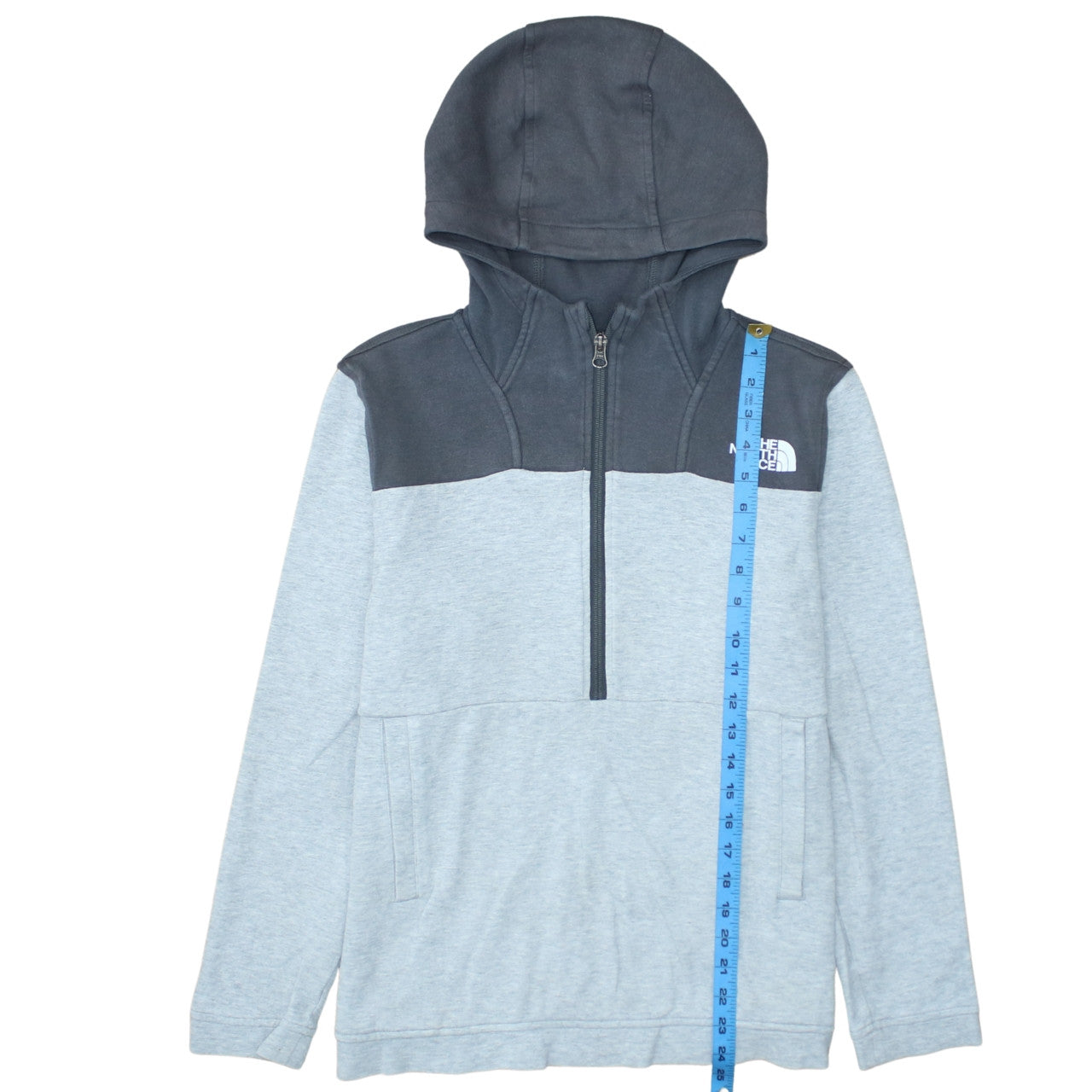 The North Face Boys Grey Colourblock 1/4 Zip Hoodie XL Cotton Blend